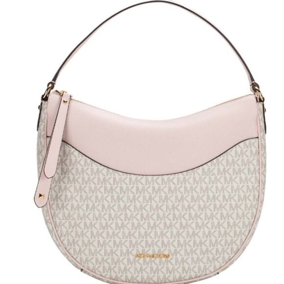 NEW Michael Kors Large Dover Half Moon Crossbody Bag Purse PVC & Leather NWT